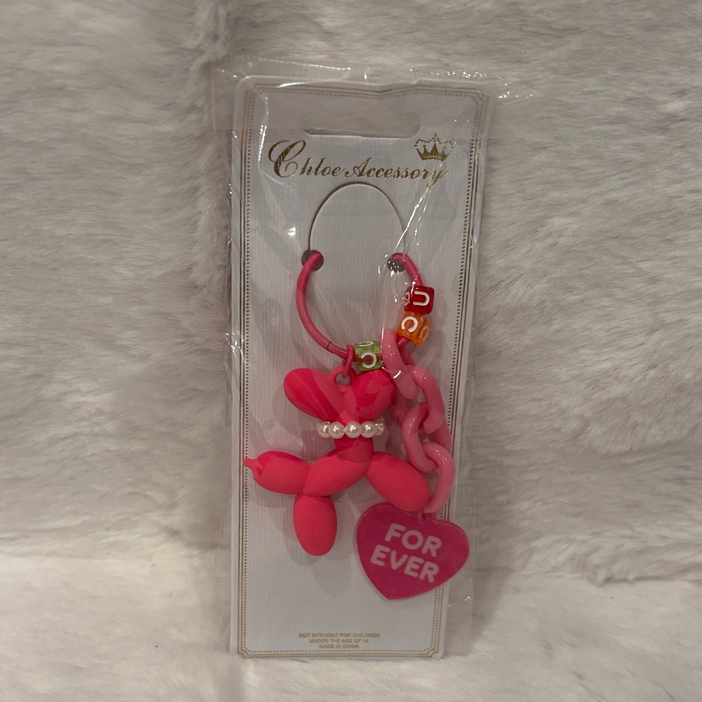 Fashion Accessory Pink Balloon Dog Keychain